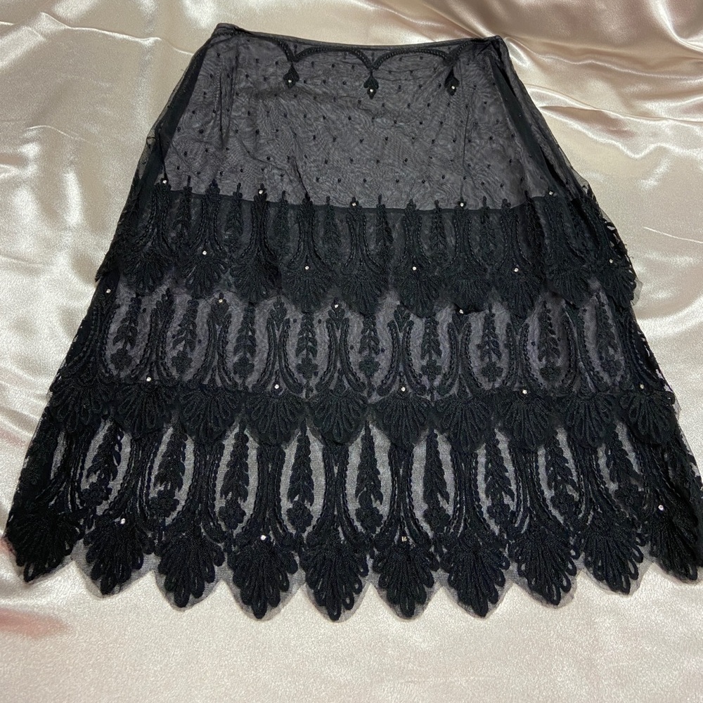 Anthropologie Black Lace Skirt